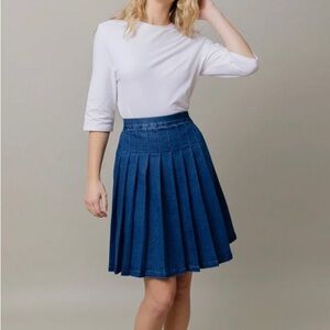 Elegant Blue A-Line Denim Skirt